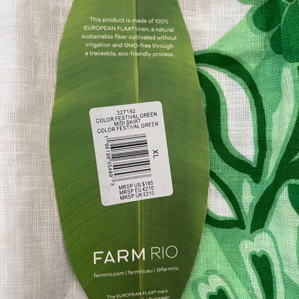 Farm Rio Green Festival Color Midi Skirt and Cropped Blouse Set Size XL. NWT - Picture 5 of 15